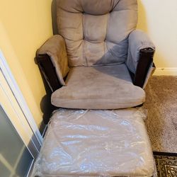 Angel Line Windsor Glider and Ottoman, Espresso Finish with Chocolate Cushions 