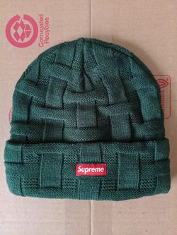 Supreme Basket weave beanie cap hat dark green