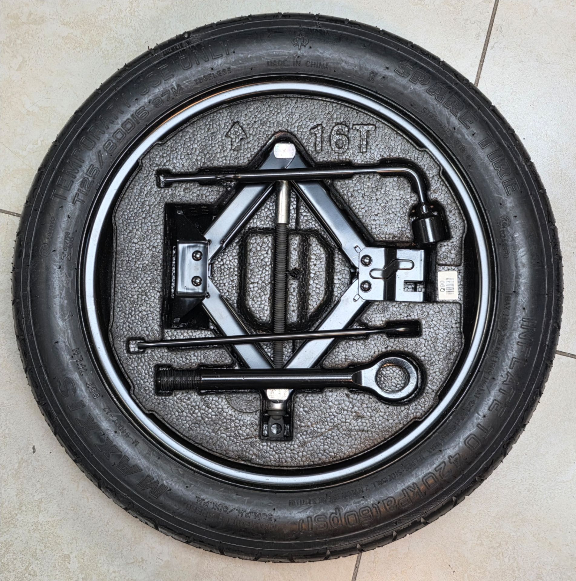 2021-2025 Kia Seltos Emergency Tires Spare with tools T125/80D16 16×5 OEM