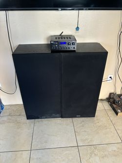 Optimus STS-1500 Home 3 Way Floor Standing Speakers and Pyle Wireless Bluetooth Streaming Amplifier