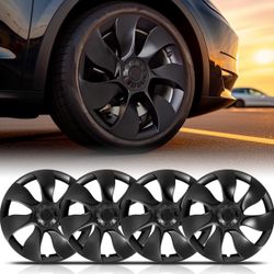 Model Y Wheel Cover Hubcaps 19 Inch, Hub Cap Replacement ABS Wheel Covers Kit, Matte Black Wheel Protector for 2020-2023 Tesla Model Y Set of 4