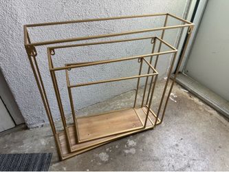 Set of 3 Gold Wall Shelves