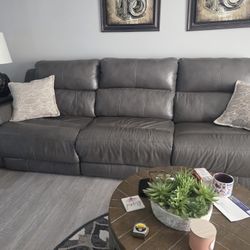 5 Year Old Grey Italian Leather Couch