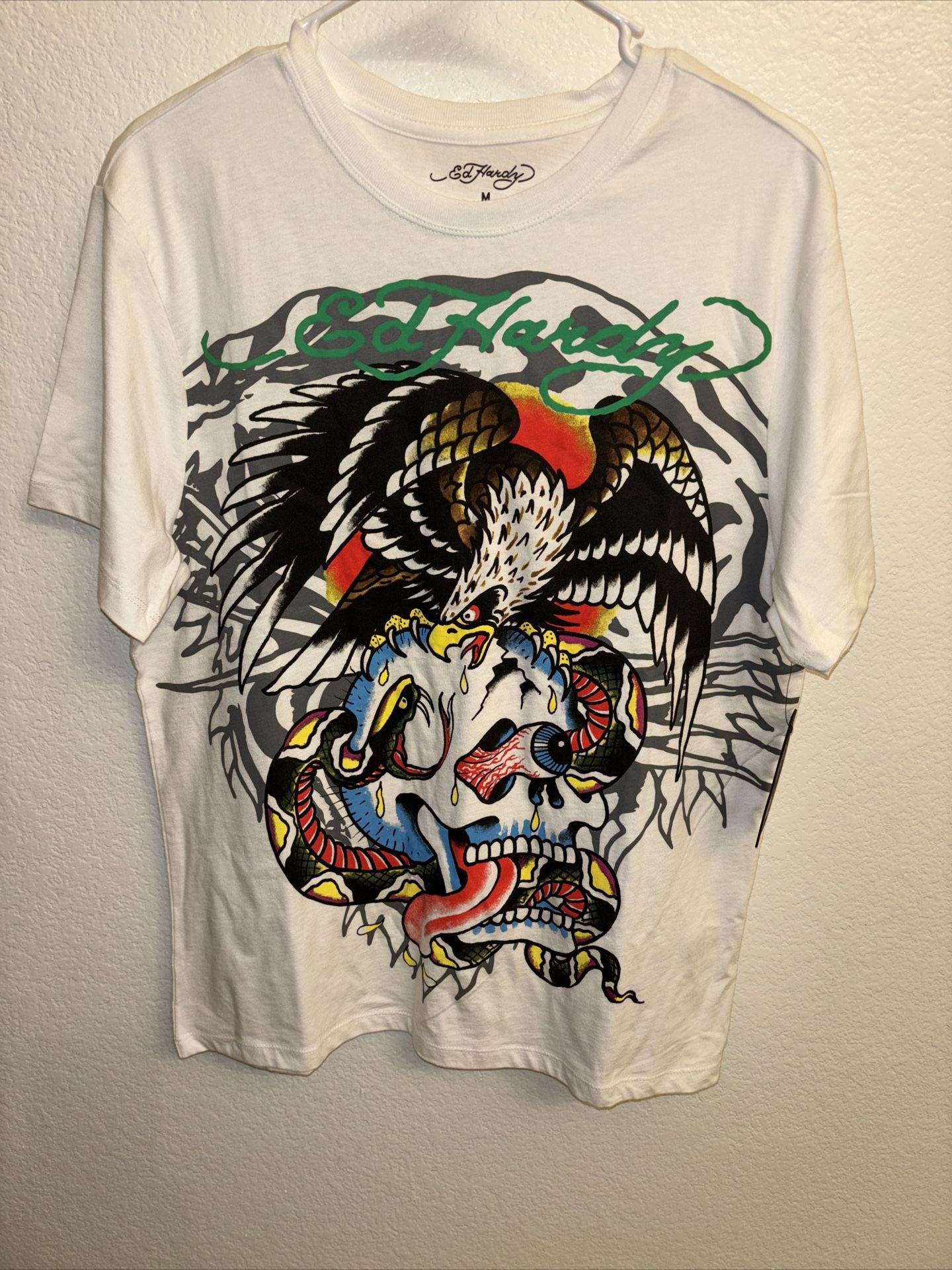 Ed Hardy Layered Tiger Battle Skull Shirt Size Medium