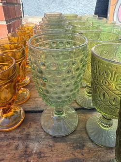 Vintage Embossed Glass Goblets Mixed Lot