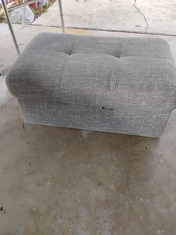 Gray Tufted Fabric Ottoman