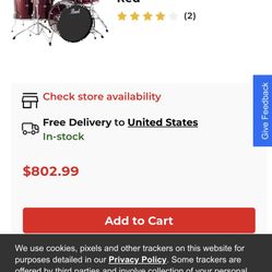 Pearl Roadshow 5-Piece Rock Drum Set Wine Red