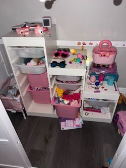iKea storage unit with bins