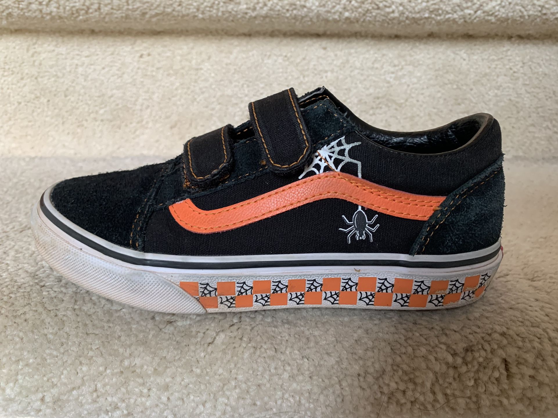Black And Orange Vans Kids Size 2.5Y