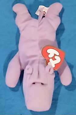 Used 1993 McDonald's TY Beanie Baby Happy the Baby Hippo.