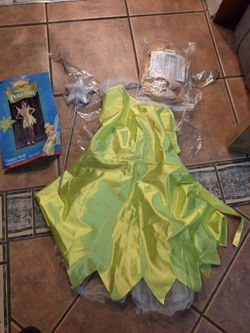 Disney Tinker Bell Adult Costume Fits Size 14 with Wings Wand Wig Halloween
