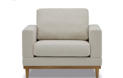 Better Homes & Gardens Springwood Wood Frame Accent Chair, Cream Linen