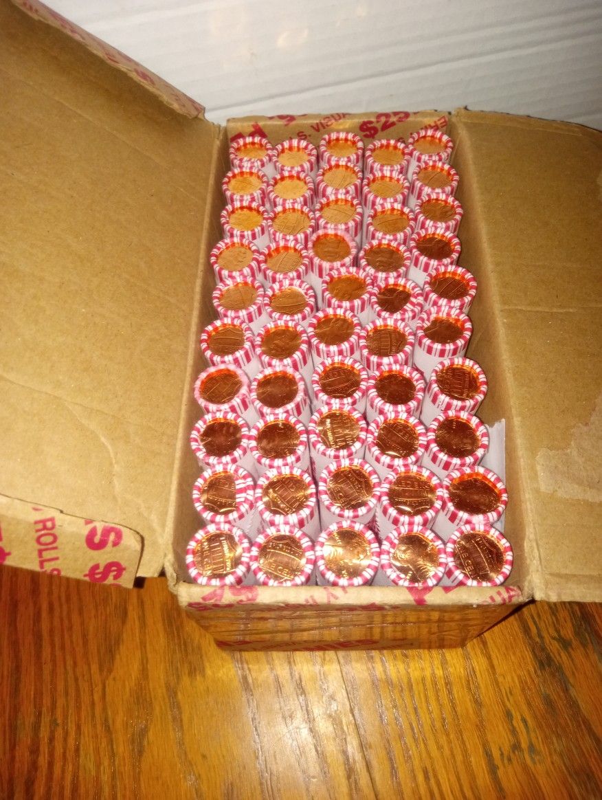 Rare Box Of (50) Factory Rolled 2025 No Mint Mark Lincoln Shield Pennies With Errors Look Below 👇