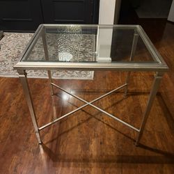 Ethan Allen Josie End Table Gold, Champaign Color And Metal With Glass