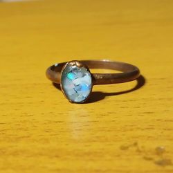 Handmade Electroplated Copper Opal Ring