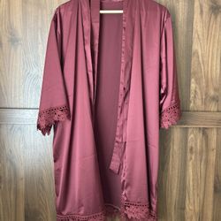 NWOT Silk Wine Maroon Red Robe