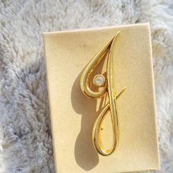 Gold "j" Broche Pin 
