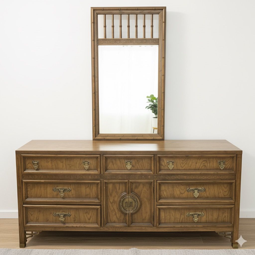 Vintage Dixie Shangrila 9 Drawer 70" Dresser 