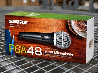 Shure PGA48-LC Cardioid Dynamic Handheld Vocal Microphone with On/Off Switch For Speech Spoken Word & Karaoke Stand Adapter Pouch Included No Cable