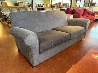 FLEXSTEEL Brown Tweed Curved Loveseat