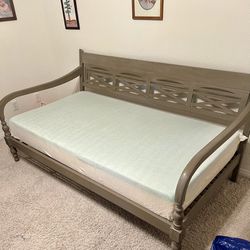 Twin Bed: Day Bed W/Brand New Mattress - Wooden 