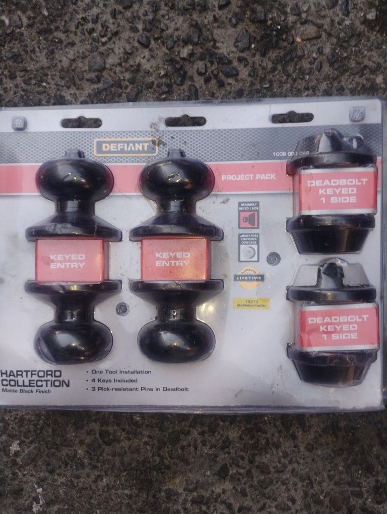 Defiant Project Pack 2 Sets Of Keyed Entry And Dead Bolts Keyed Alike New Nib