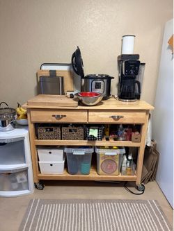 Wooden kitchen cart with wheels