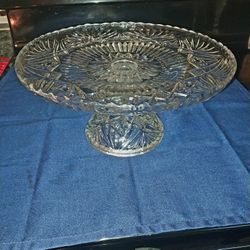 Early American Period Crystal Cut Cake Stand 