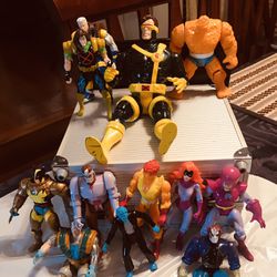 12 Vintage Marvel Figures, (10) 5’ Inches, The One With Blue Face Is 4’ inches Meal Toy 10’ Inch Cyclops View Pics Read Description 