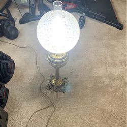 Old Brass Oil Lamp Style Electric Lamp  This is a really nice eclectic lamp.  It has a globe within a globe.  