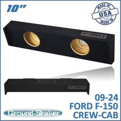 black 10" dual sealed sub box, fits 09-26 ford f-150 crew-cab