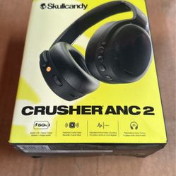Skullcandy Crusher ANC 2 Over-Ear Noise Canceling Wireless Headphones with Sensory Bass and Charging Cable, 50 Hr Battery, Skull-iQ, Alexa Enabled, Mi