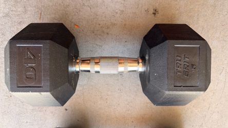 TRU Grit 40 lb Rubber Hex Dumbbell