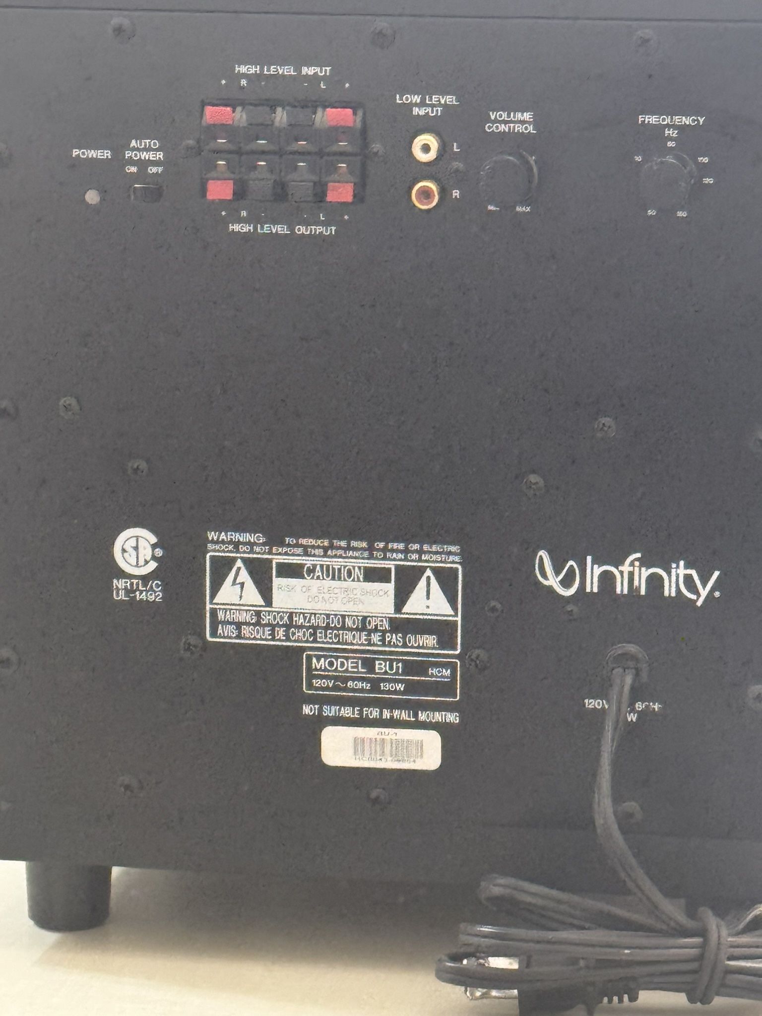 Infinity Subwoofer BU-1