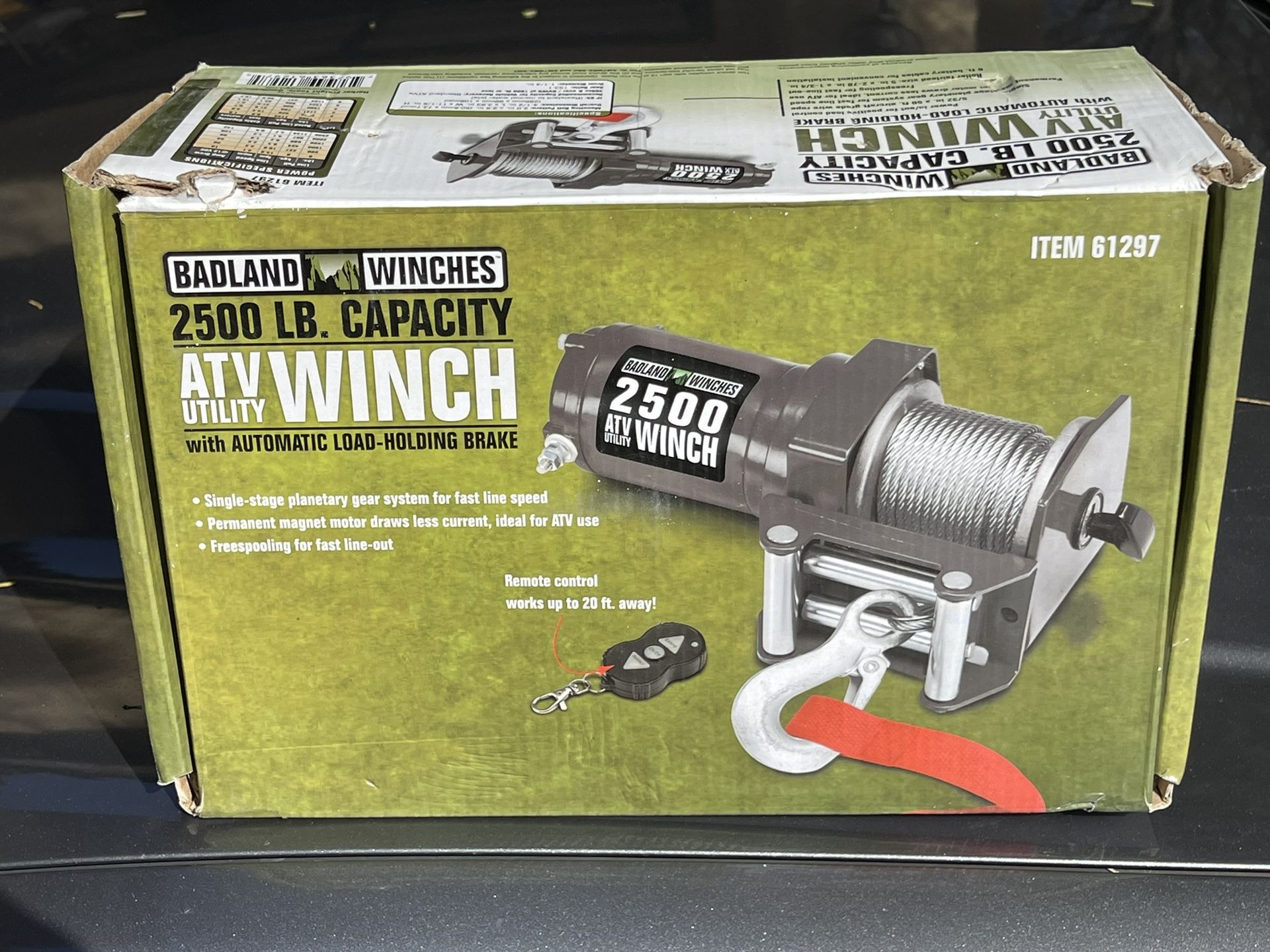 Badland 2500 LB 12v Electric UTV ATV Winch With Wireless Remote Control