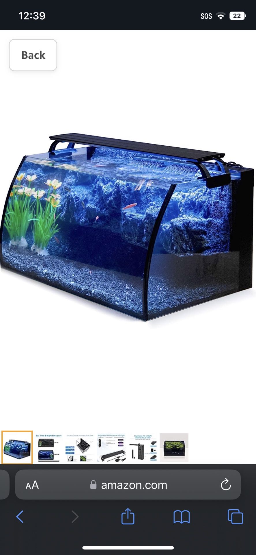 Hygger Horizon 8 Gallon LED Glass Aquarium Kit for Starters with 7W Power Filter Pump, 18W Colored led Light, Wide View Curved Shape Fish Tank with Un