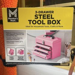 Pink Toolbox - 3 Drawer Steel Organizer