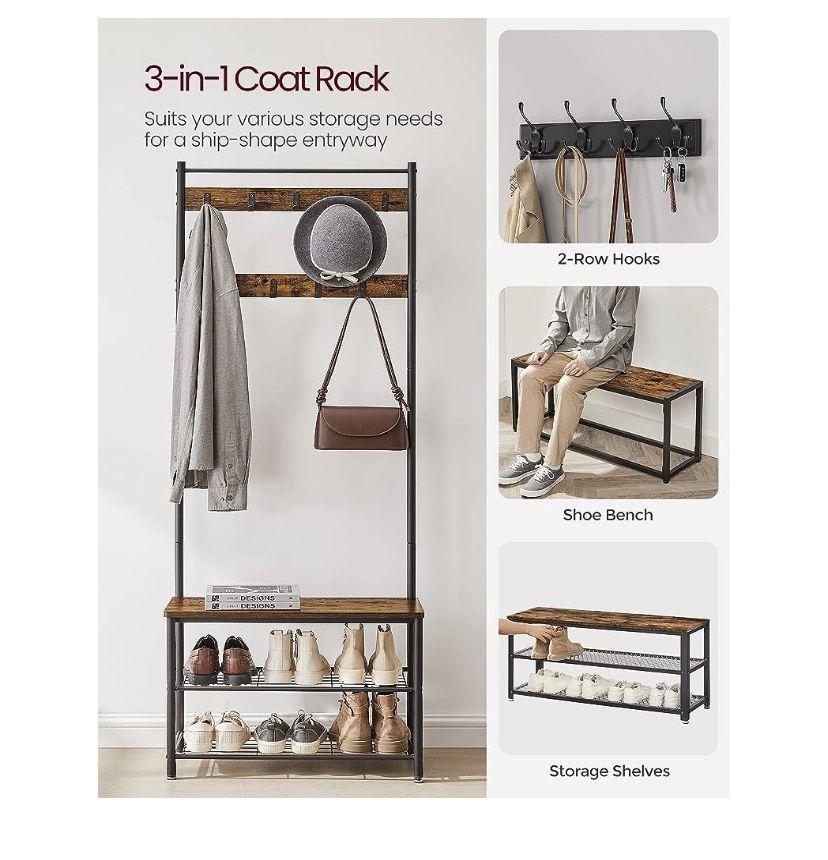 Entryway coat rack/shoe storage/hall tree