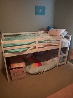 Kids bed, ladder, frame and mattress