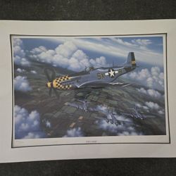 Stan Stokes Military Plane Art Print Top Cover 18.5" X 14"  Sealed P-51D Mustang