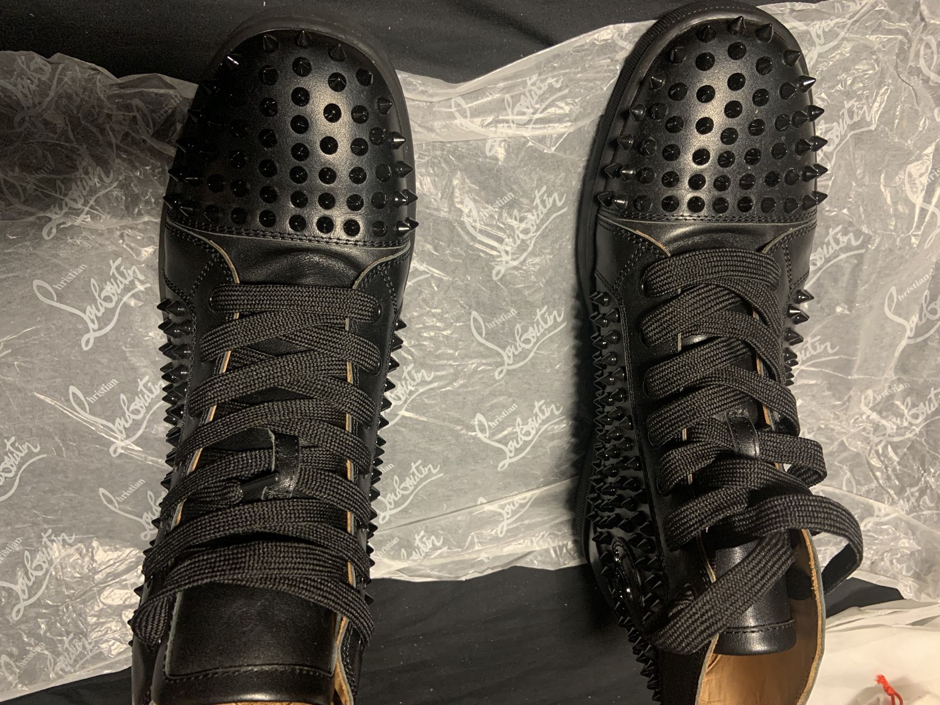Christian Louboutin Black Louis Spikes High-Top Sneakers