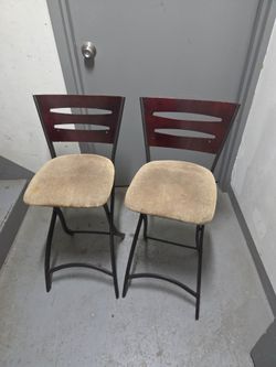 Pair of Innobella Destiny 29" Folding Bar Stools – Cinnabar / Espresso Wood Back