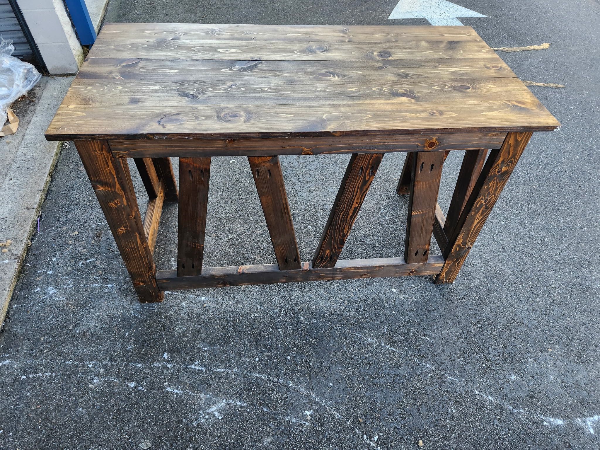 Great Rustic Style Burn Wood Table