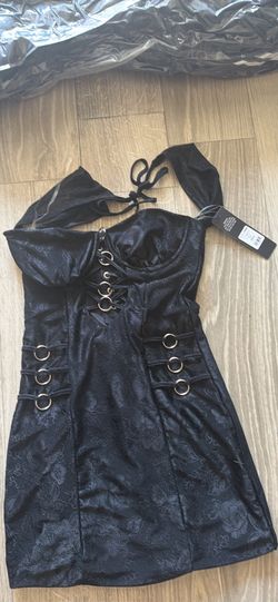 New black lace with hardware mini dress