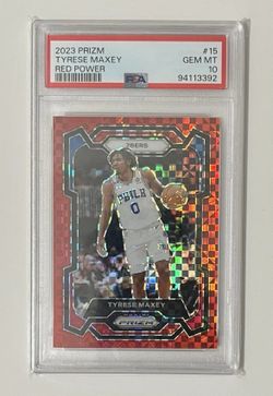 2023 PANINI PRIZM #15 TYRESE MAXEY RED POWER PSA 10