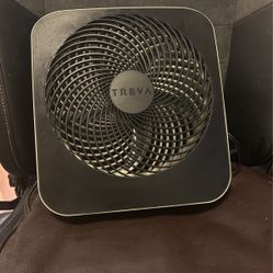 Treva 10-Inch Portable Desktop Battery Fan, Powered by Battery and/or AC Adapter - Air Circulating with 2 Cooling Speeds Black