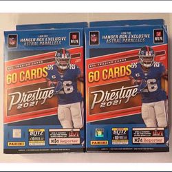 (2) 2021 Panini Prestige Football Hanger Boxes NFL Cards Box Lot Mac Jones Trevor Lawrence Auto RC ? 
