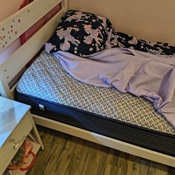 Twin Size Wooden Bed Frame And A 6 Month Old Mattress 