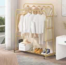 Clothing Rack With Wheels Double Rods