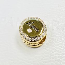 Pandora 14K Gold Plated Engravable Mom Charm #ENG768747C01_4 +FREE Box +Tag